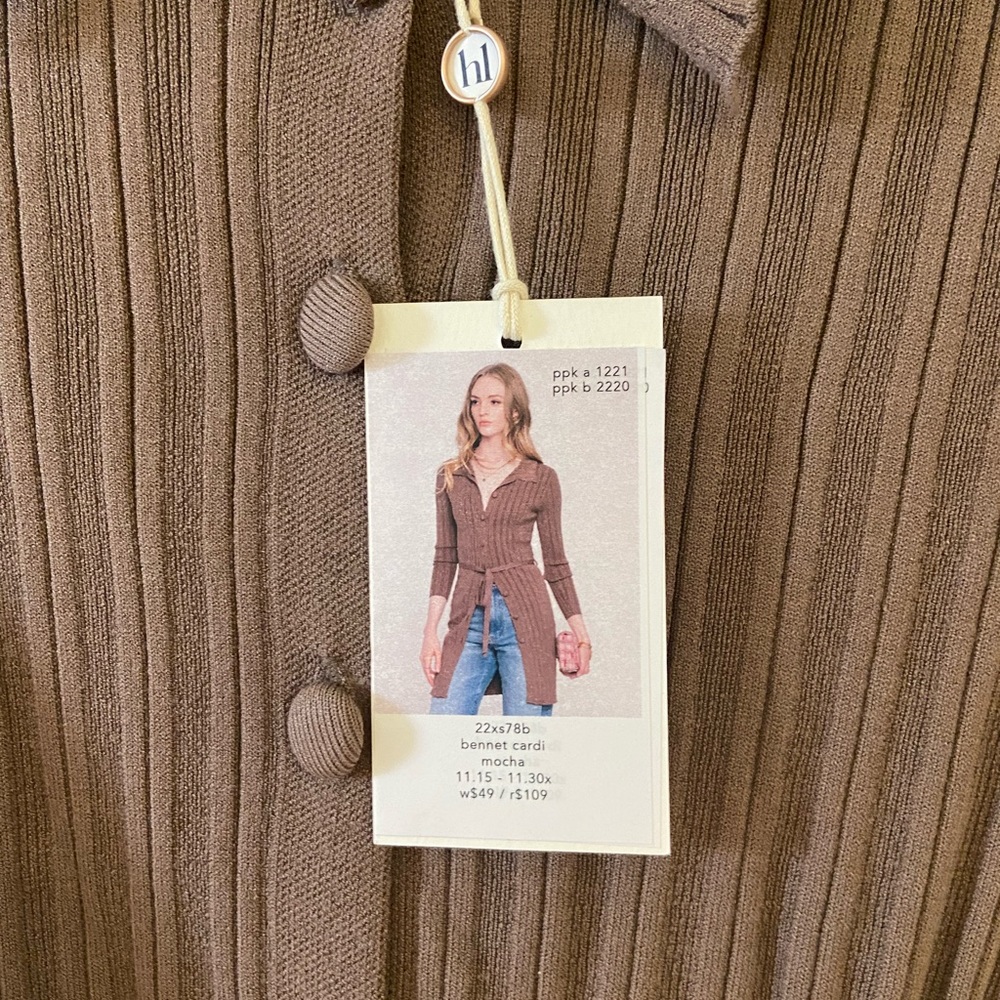 NWT Heartloom x REVOLVE Sweater Cardigan Dress Size XS Dark Tan With Tie - Picture 5 of 5